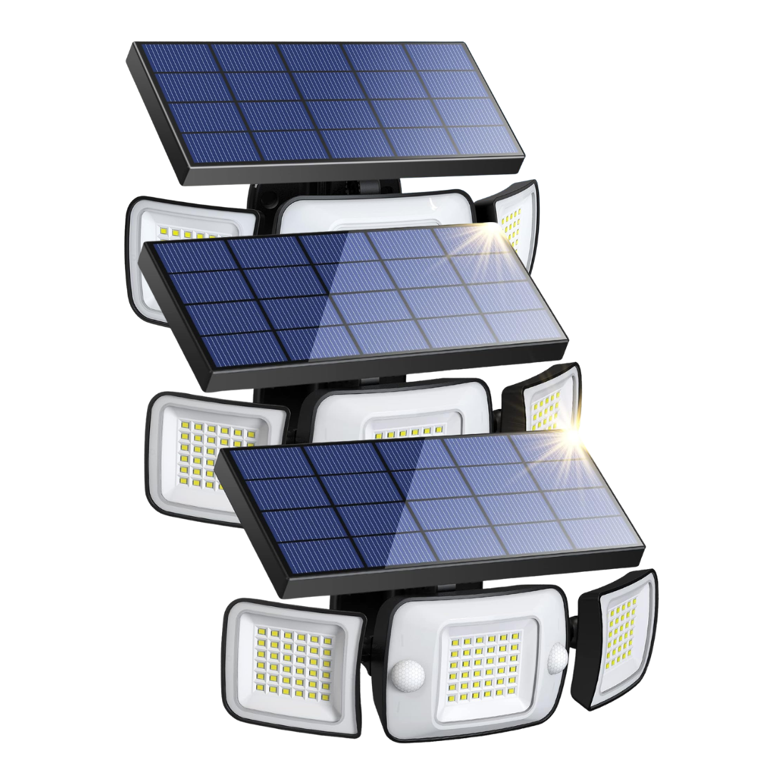 Lampara de 3 Cabezales con panel solar