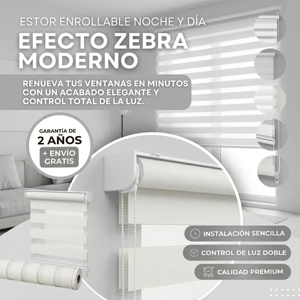 PERSIANAS DE CEBRA DOBLE CAPA CON FILTRADO DE LUZ 100X150