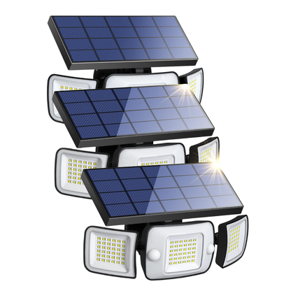Lampara de 3 Cabezales con panel solar