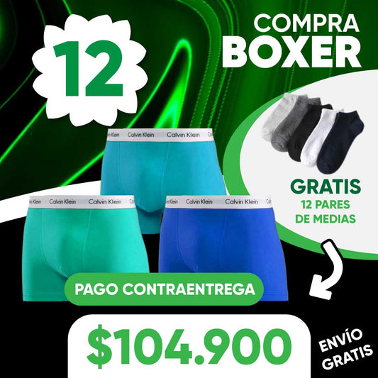 12 BOXER CK + 12 PARES DE MEDIAS + ENVIO GRATIS 🤩🎁🤩