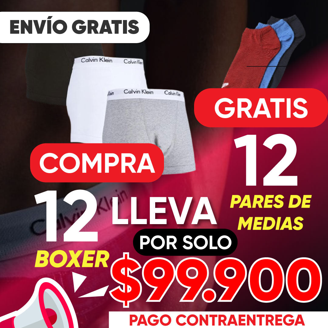 12 BOXER CK + 12 PARES DE MEDIAS 🎁